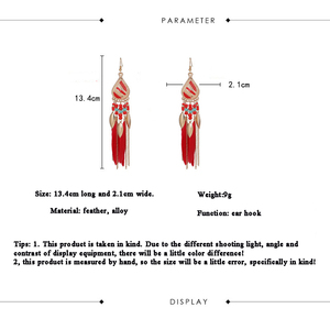 2024 Bohemian dân tộc màu vàng chuỗi tua dangle Bông tai dài lông tiệc cưới hợp thời trang hoàn hảo hợp kim cô dâu Quà Tặng - Product Image 3
