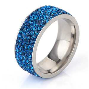 Bague incrustée de diamants noirs 8 mm micro-pavés, bijoux de mode unisexe, cadeau - Product Image 5