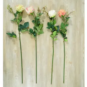 90 Cm Bruiloft Woondecoratie Real Touch Enkele Stam Met Zijde Bladeren Latex Kunstmatige Rose Bloemen Voor Decoratieve