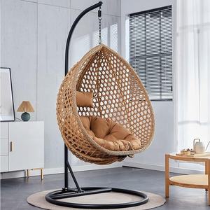 Silla columpio colgante de mimbre con soporte hamaca colgante de mimbre con tapicería adecuada <span class=keywords><strong>para</strong></span> dormitorio <span class=keywords><strong>terraza</strong></span> exterior balcón - Product Image 6