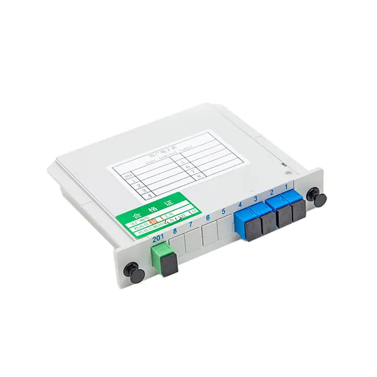 1*4มินิใยแก้วนำแสง1u แร็คเมาท์แยก PLC 1x4รุ่นที่แตกต่างกันของ FTTH ไฟเบอร์คาสเซ็ตชนิดที่มีขั้วต่อ SC/UPC