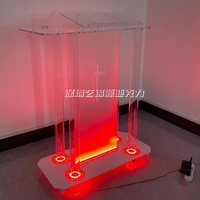 Éclairage Led Transparent Acrylique Pupitre Chaire Acrylique Plate-Forme Podium Église Chaire Réception