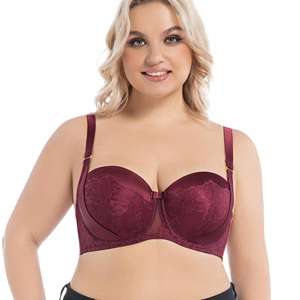 LR stile donna Plus Size leggero imbottito biancheria intima 3/4 tazza traspirante in pizzo <span class=keywords><strong>trasparente</strong></span> con ricamo posteriore stretta in filo <span class=keywords><strong>reggiseno</strong></span> - Product Image 1