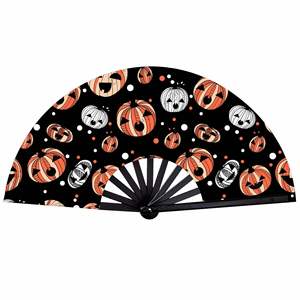 Abanico Plegable Grande de Plástico y Tela con Diseño Tallado, Esencial para Festivales de Música, Decoración Elegante, Accesorio EDM para Fiestas, Abanico de Clic - Product Image 1