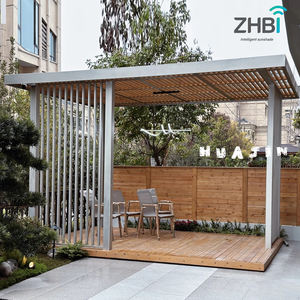 <span class=keywords><strong>Pergola</strong></span> moderne d'extérieur, cadre imperméable en aluminium, <span class=keywords><strong>pergola</strong></span> de jardin en aluminium électrique avec cadre en osier et style à lamelles - Product Image 6