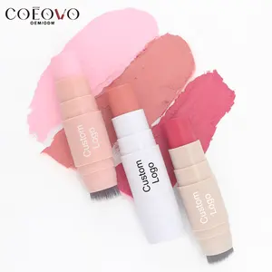 COEOVO免费样品私人标签定制标志7色化妆霜腮红调色板素食腮红棒