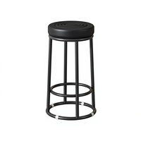 Tabouret de bar moderne en métal, durable, écologique, sans dossier, avec assise ronde rembourrée en PU, pour restaurant, salle à manger, bar à domicile, appartement