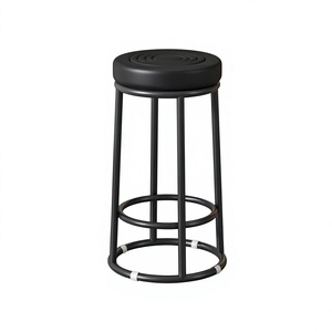 Taburete de Bar Moderno, Ligero, de Lujo, Duradero y Ecológico, de Metal, sin Respaldo, Redondo, con Asiento Acolchado de PU, para Bar, Hogar y Apartamento - Product Image 1