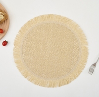 Sets de table ronds tissés à pompons, couleur unie vintage, isolants thermiques, sous-verres antidérapants, sets de table pour restaurant