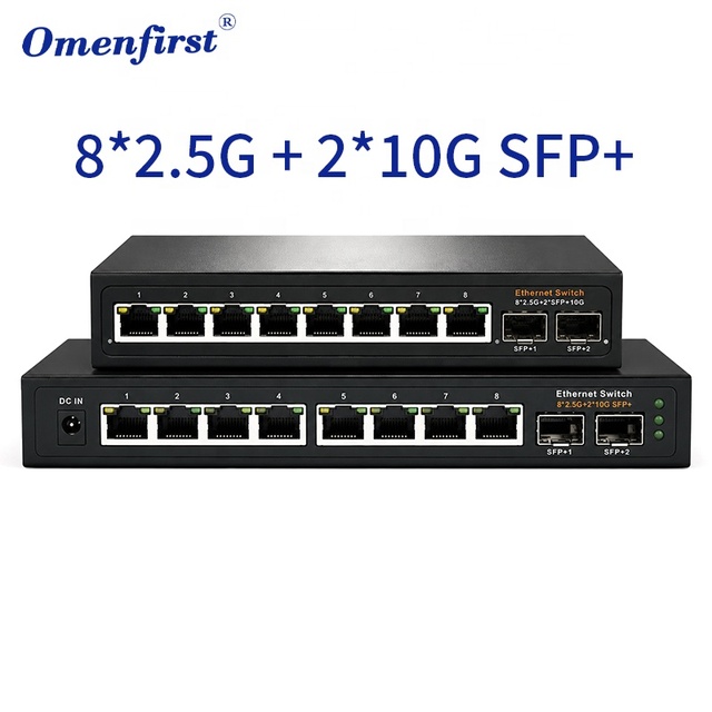 8 Port 2.5G Ethernet Switch With 2 10G SFP+ Uplink Slots 60Gbps Bandwidth Unmanaged Network Switch for Home Lab Data Center