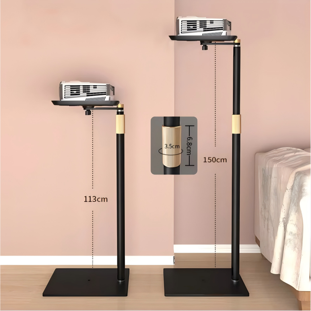 Universal 1/4 Projector Floor Stand 118-150cm Adjustable Length 10kg Load Capacity Wall Sofa Bed