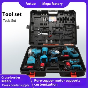 Đặt bốn thép không gỉ Búa điện tác động khoan góc Máy mài cờ lê hai pin lithium phổ quát-không chổi than - Product Image 2