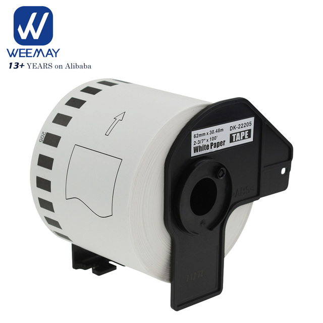 Weemay 2-3/7" X 100' Continuous Thermal Label Paper Roll Compatible Brother DK2205 DK22205 DK 22205 Shipping Address Labels