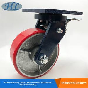 6,8 Zoll Super Heavy Duty Rollen 8 Zoll Eisenkern Polyurethan Universal räder Blaue Halterung <span class=keywords><strong>Pu</strong></span> Rollen - Product Image 4