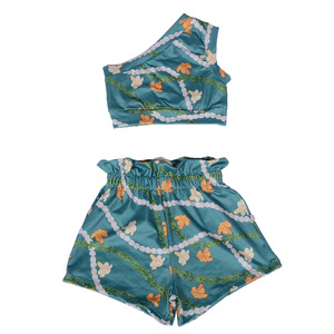 Oferta Especial FM: Conjunto de Top de un Hombro y Shorts con Volantes para Bebés Niñas, Estampado de Leopardo, Estilo Hawaiano, Bambú/Algodón, Anti-Pilling, Conjuntos Personalizados, Europa - Product Image 1