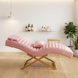 Leadir Moderna Cama para Pestañas con Base de Acero Inoxidable Ajustable, Color de Cabezal Personalizable, Cuero PU, para Salón de Belleza, Peluquería y Dormitorio - Product Image 1