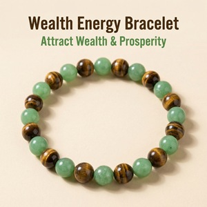 Bracciale Unisex con Perline in Avventurina Verde e <span class=keywords><strong>Occhio</strong></span> <span class=keywords><strong>di</strong></span> <span class=keywords><strong>Tigre</strong></span>, Placcato Oro, Design Geometrico Trendy per Ricchezza ed Energia - Product Image 2