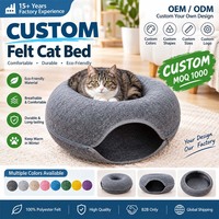 Lit pour chat rond moderne et écologique en fibres, avec housse amovible, motif uni, pour grands chats d'intérieur, lit pour chat en feutre