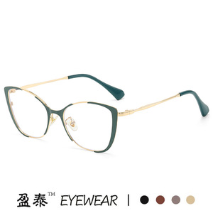 แว่นตาทรงแคทอาย กรอบเต็ม ป้องกันแสงสีฟ้า เลนส์ใส ผู้หญิง สไตล์เรโทร - Product Image 2