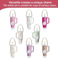 Lot de 7 accessoires de conception spéciale pour gobelets de 30 et 40 oz : pendentif clé fleur, pendentif boule en peluche, sangle de transport et breloque pour gobelet