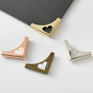 Muduo Heart <b>Corner</b> Metal <b>Protectors</b> Carbon Steel Yellow Antique Bronze Rose Gold Silver Minimalist Style For Notebook Covers - Product Image 3