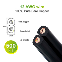 Kabel Tegangan Rendah untuk Penerangan Lanskap, 500 kaki dalam Gulungan, 12/2 14/2 16/2 AWG, Kabel Listrik yang Dapat Dibarunkan ke Tanah