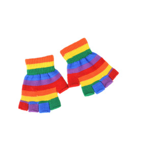 Gants arc-en-ciel ouvert <span class=keywords><strong>sans</strong></span> <span class=keywords><strong>doigts</strong></span>, pour enfants, en tricot, doux, chauds et colorés, d'hiver, personnalisés, collection - Product Image 5