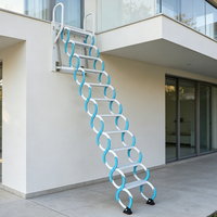 Escalier escamotable professionnel mural en acier au carbone, pliable manuellement, pour grenier, avec mains courantes