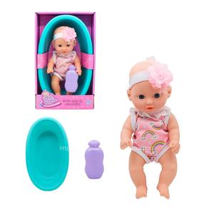 Encantadora <span class=keywords><strong>muñeca</strong></span> de ojos abiertos de vinilo completo de 10 pulgadas con <span class=keywords><strong>bañera</strong></span>, botella o rana <span class=keywords><strong>para</strong></span> niños, juego de baño de simulación - Product Image 1