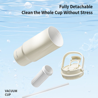 Gobelet isotherme DILLER Flip Straw 32 oz en acier inoxydable, sans BPA, avec poignée et paille rabattable