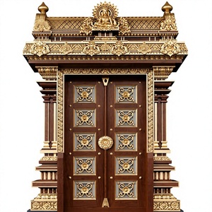 Traditional Handmade Pooja Room Double Door High Quality Hand Carved Main Gate for <b>Mandir</b> USA Luxury Temple Door Manufacturers - Product Image 3