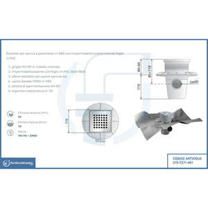 Set Doccia a Pavimento Gully Q 1500x1800mm con Griglia e Piastra di Scarico - Product Image 2