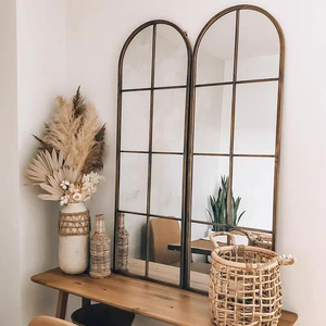 Retro White <strong>Garden</strong> Vintage <strong>Mirror</strong> <strong>Outdoor</strong> Iron Framed Window Pane <strong>Mirror</strong> - Product Image 4