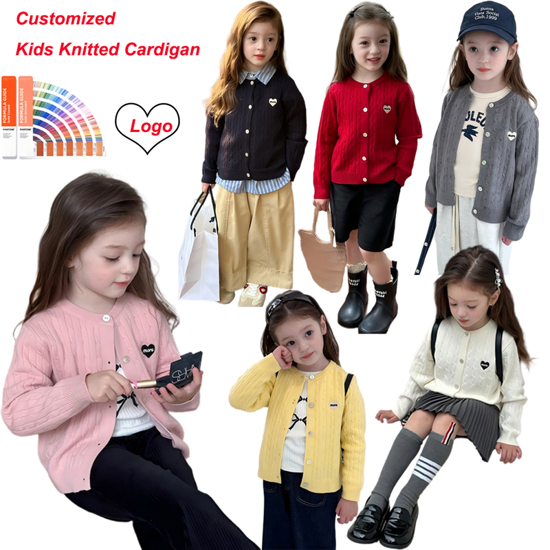Fashion Kids Knitted Sweaters Embroidered Bows