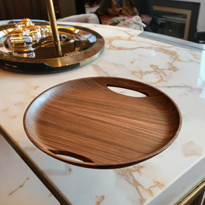 Bandeja de Té de Madera de Acacia - Diseño Clásico Personalizado, Grado Deluxe, Apta para Lavavajillas y Microondas, Acabado Pulido, Segura para Contacto con Alimentos, para Cocina - Product Image 1