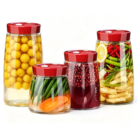 Bocal de Fermentation en Verre Moderne avec Valve de Fermeture Hermétique et Poids, Kit de Bocal à Cornichons à Large Ouverture pour Kimchi, Choucroute, Kombucha