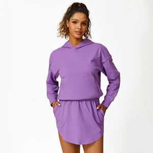 Nuova gonna <span class=keywords><strong>con</strong></span> fondo per telefono <span class=keywords><strong>con</strong></span> tasche laterali maniche per Yoga felpe <span class=keywords><strong>con</strong></span> cappuccio Top Jogger grandi tasche fasce elastiche anteriori - Product Image 1