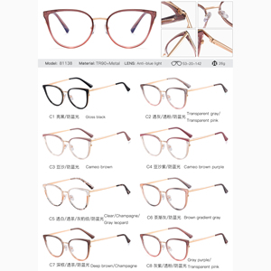 MS81138レディース眼鏡新しい2024メガネTR90メタルキャットアイオプティカルブルーライトブロッカーカスタムフォトクロミックファッションデザイン - Product Image 6