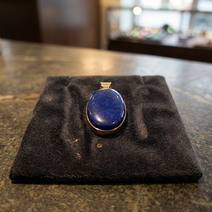 Pendentif en platine de haute qualité pour femme, pierre précieuse naturelle Lapis Lazuli, forme ovale, fait main, 20% de réduction, cadeau de mariage, pierre au choix - Product Image 2