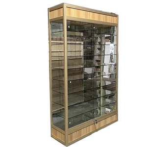 Escaparate de esquina de vidrio OEM Estantes de vidrio templado transparente Escaparate de exhibición de vidrio de madera Comercial - Product Image 1