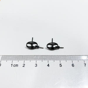 Accessoires en argent S925 pour la création de bijoux, perles rondes de 9 à 13 mm sur support 22070, noir et argent, boucles d'oreilles vides, clous d'oreille - Product Image 3