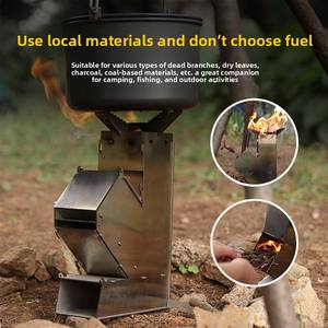 Thickened Stainless Steel Modern Portable Rocket <strong>Stove</strong> Detachable High Efficiency Wood Burning <strong>Camping</strong> <strong>Stove</strong> All Seasons Outdoor - Product Image 5
