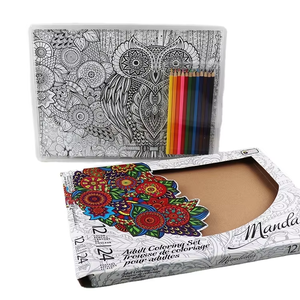 Set di <span class=keywords><strong>disegno</strong></span> di arte di alta qualità con 12 stelo plain colore matita 24 fogli di carta colorata per studente artista ufficio 37 pz - Product Image 2