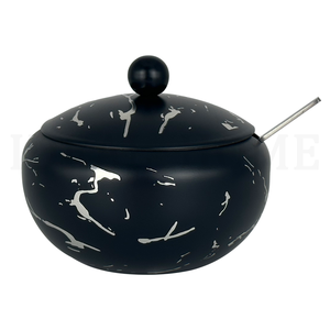 Sucrier moderne en acier inoxydable <span class=keywords><strong>Idealhome</strong></span> 16oz de haute qualité, avec revêtement noir, autocollant argenté, chauffable, avec couvercle et cuillère - Product Image 6