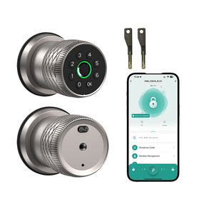 Kunci Pintu Bulat Pintar Tanpa Kunci, Entri <span class=keywords><strong>Digital</strong></span> Sidik Jari, Remote Aplikasi Tuya untuk Kunci Pintu Kayu yang Kompatibel - Product Image 1