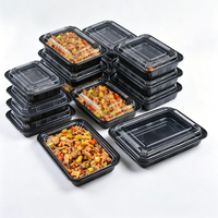 Boîte alimentaire rectangulaire jetable empilable pour supermarché, type bento américain, en plastique de qualité alimentaire