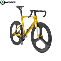 Vélo à pignon fixe en fibre de carbone avec roues à 3 rayons en fibre de carbone et cadre de piste pour vélo à vitesse unique 700c