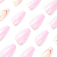 Paillettes françaises à paillettes rosées 24 pièces stock prêt en gros presse sur les ongles ongles artificiels bonbons acryliques faux ongles 2497