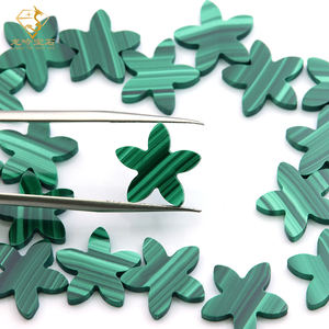 אבן מלאכיט ירוקה טבעית 100% בצורת פרח כוכב, בהתאמה אישית, 12x12x2 מ\\\"מ, אבני חן מלאכיט מעוצבות לתכשיטים - Product Image 3