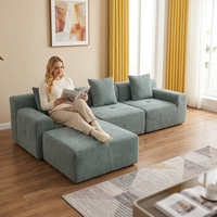 Ensemble de canapés modulaires modernes écologiques compressés sous vide, 4 pièces, emballage plat, en tissu capitonné, réversible, en forme de L, pour salon